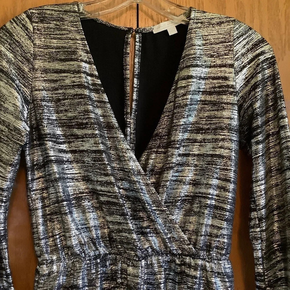 Don’t Ask Why Black & Silver Metallic Romper Sz-OS - Picture 3 of 8